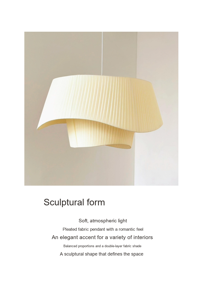 Pleated Fabric Pendant Light — AM0236, view 14