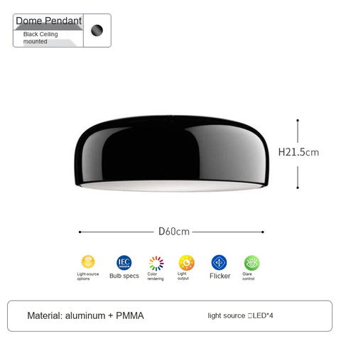Gloss black Ceiling mounted · Diameter 60cm
