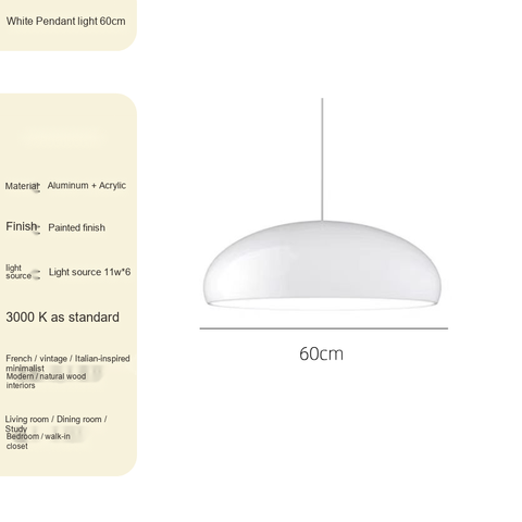 Gloss white Pendant D60CM Warm-light source