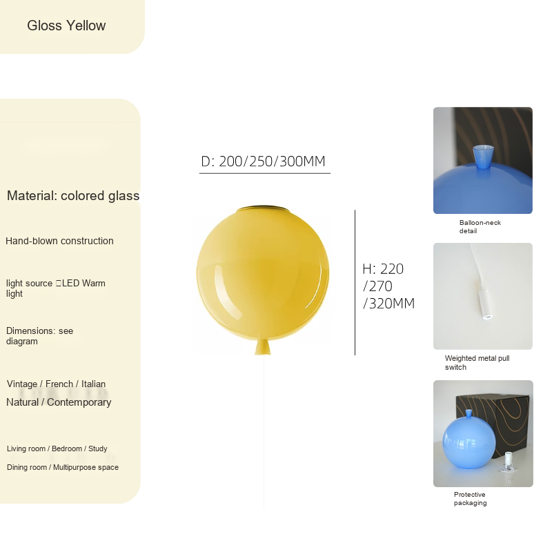 Glass Balloon Ceiling Light — AM0208, view 9
