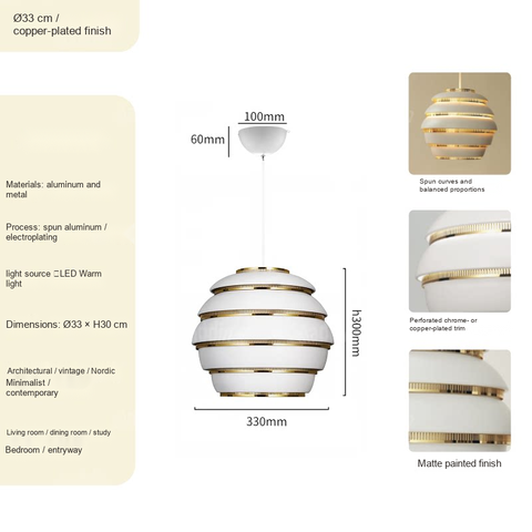 Matte white + Copper plated D33CM
