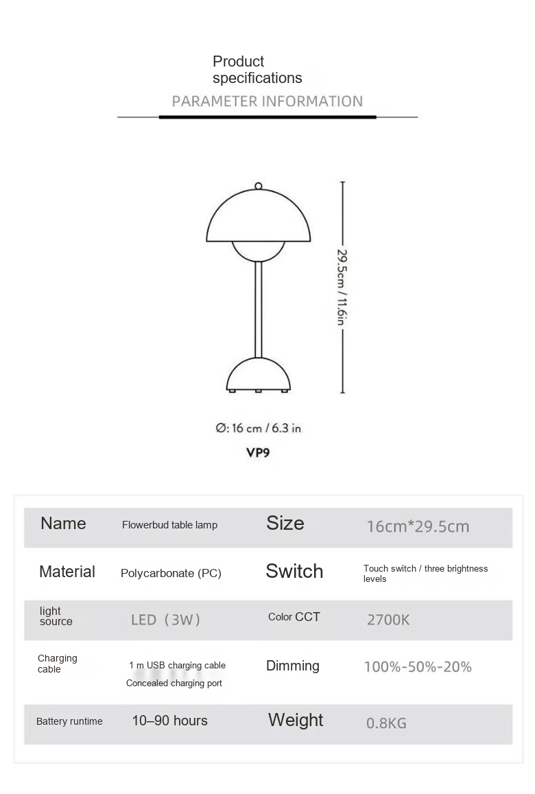 Portable Flowerbud Table Lamp — AM0132, view 27