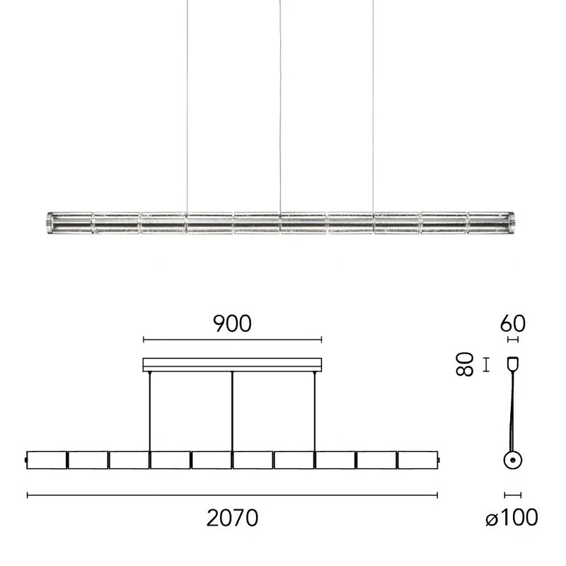 Linear Glass Pendant Light — AM0244, view 8