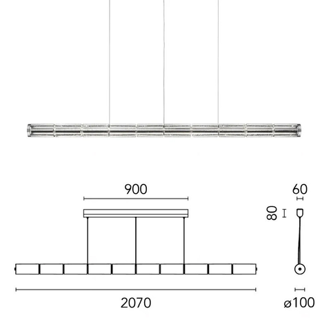 10 lights L207- Aluminum + Glass Bridgelux warm-light source