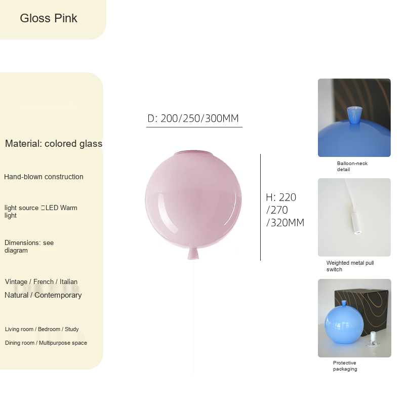 Glass Balloon Ceiling Light — AM0208, view 7