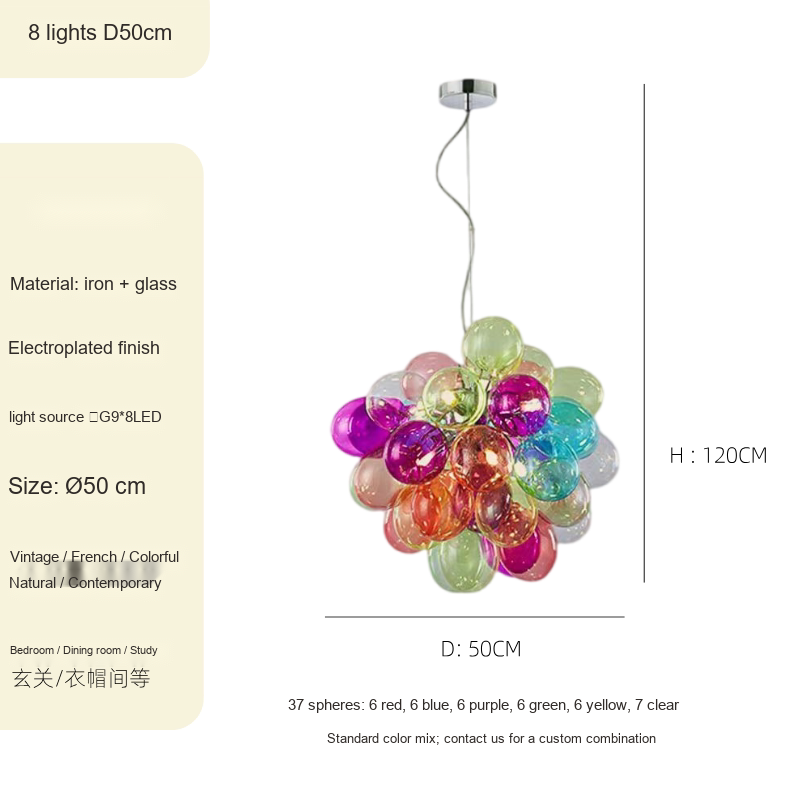 Colorful Glass Bubble Pendant — AM0206, view 9