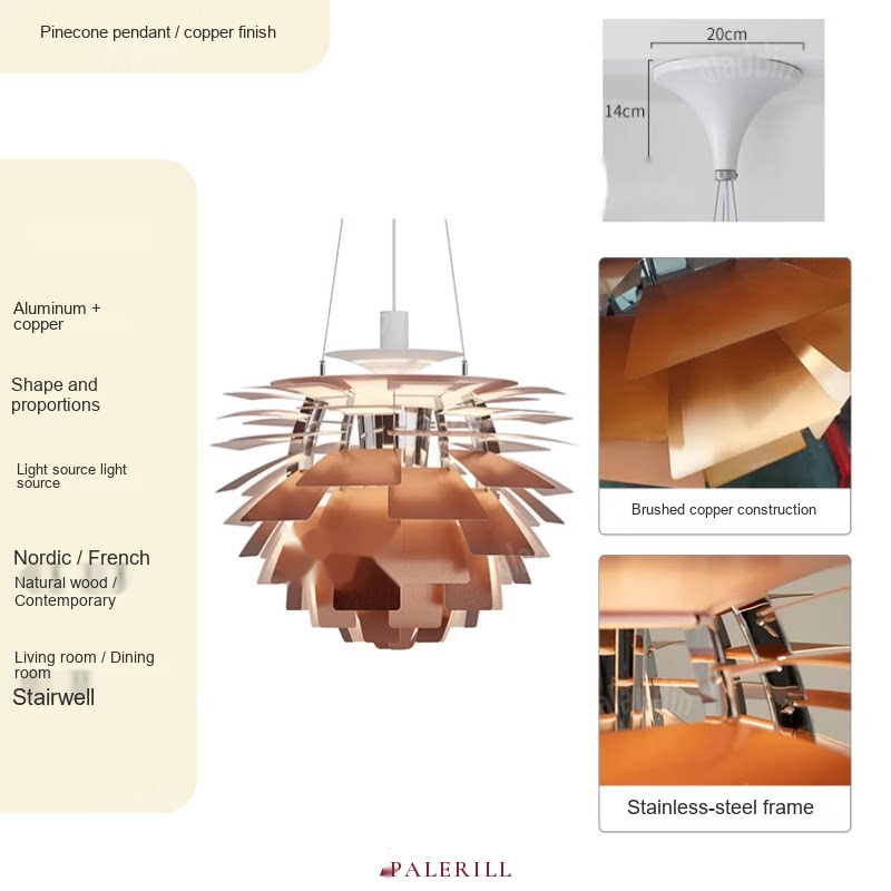 Layered Pinecone Pendant Light — AM0138, view 9