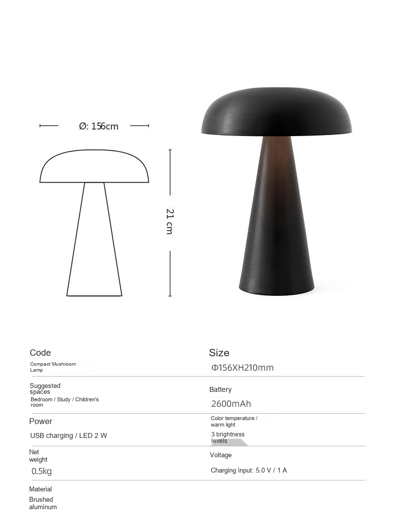Brushed Metal Rechargeable Table Lamp — AM0144, view 7