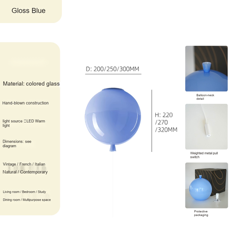 Ceiling light · Gloss Blue · 20x22x22cm