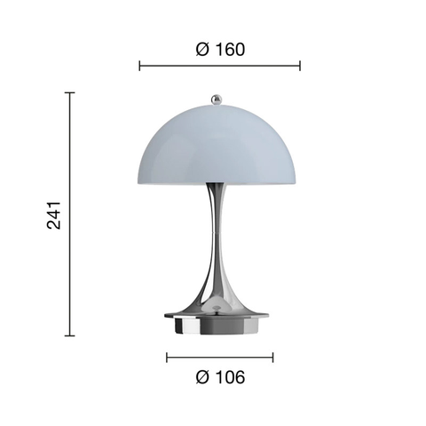 Light blue + Chrome plated · Translucent shade · V3 top touch switch