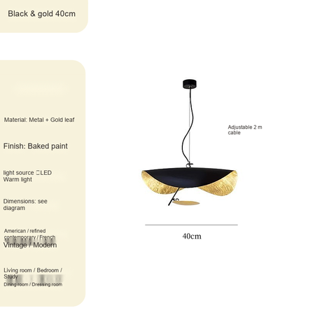 Black & gold D40cm Gold-leaf interior