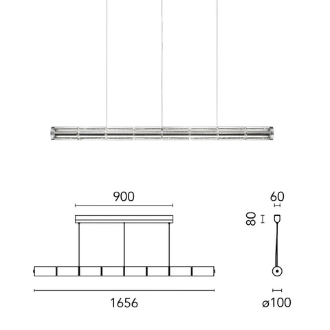 6 lights L124- Aluminum + Glass Bridgelux warm-light source
