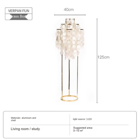 Floor lamp 3-tier Gold · Dense shell arrangement