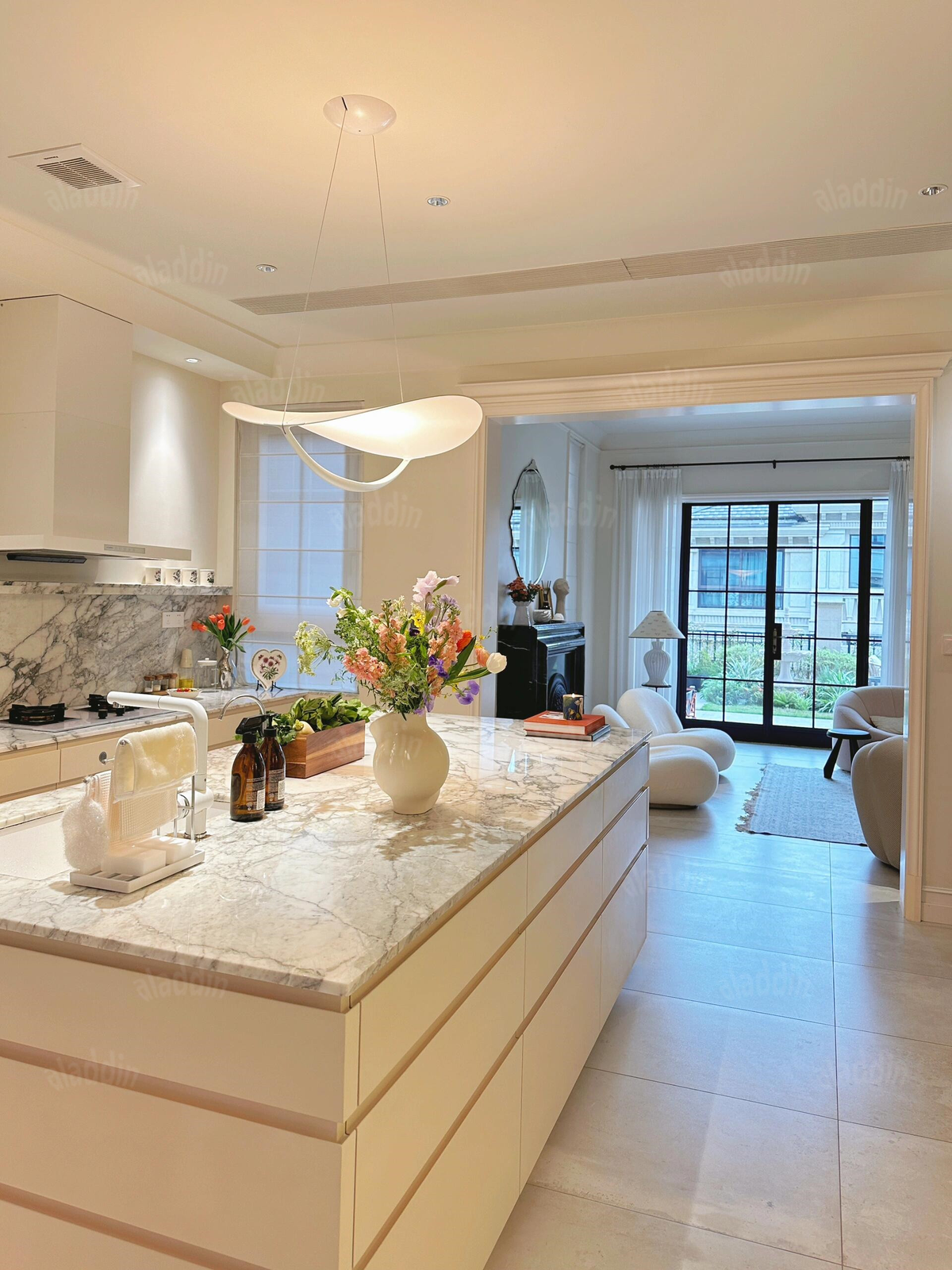 White Sculptural Pendant Light — AM0230, view 16