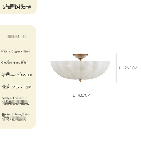 Small D407*H261mm Brass + Glass