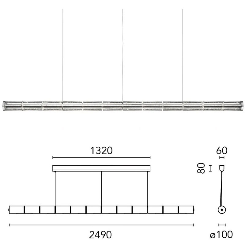 Linear Glass Pendant Light — AM0244, view 9
