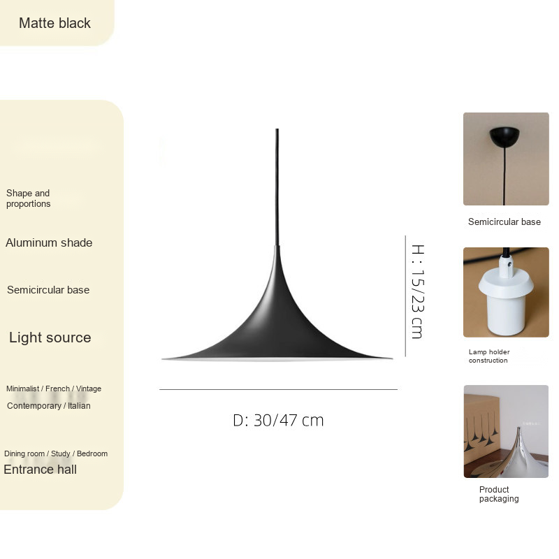 Trumpet Shade Pendant Light — AM0139, view 4
