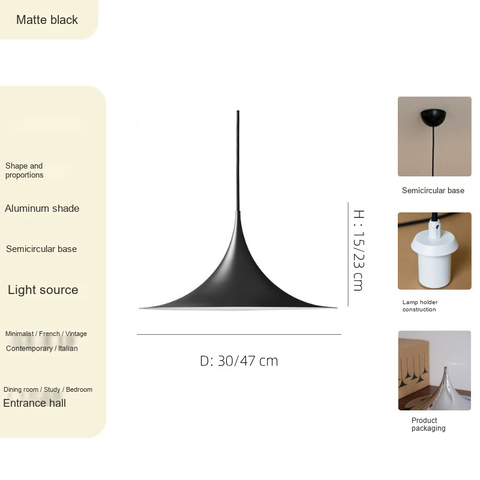 Matte black · Aluminum shade · 30x30x15cm