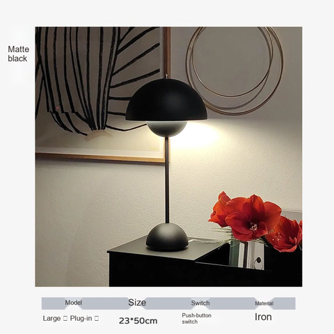 Matte black · Bulb included · Push-button switch