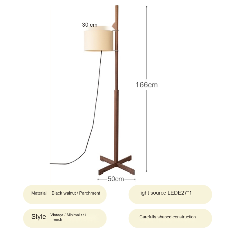 Solid Wood Parchment Floor Lamp — AM0240, view 7