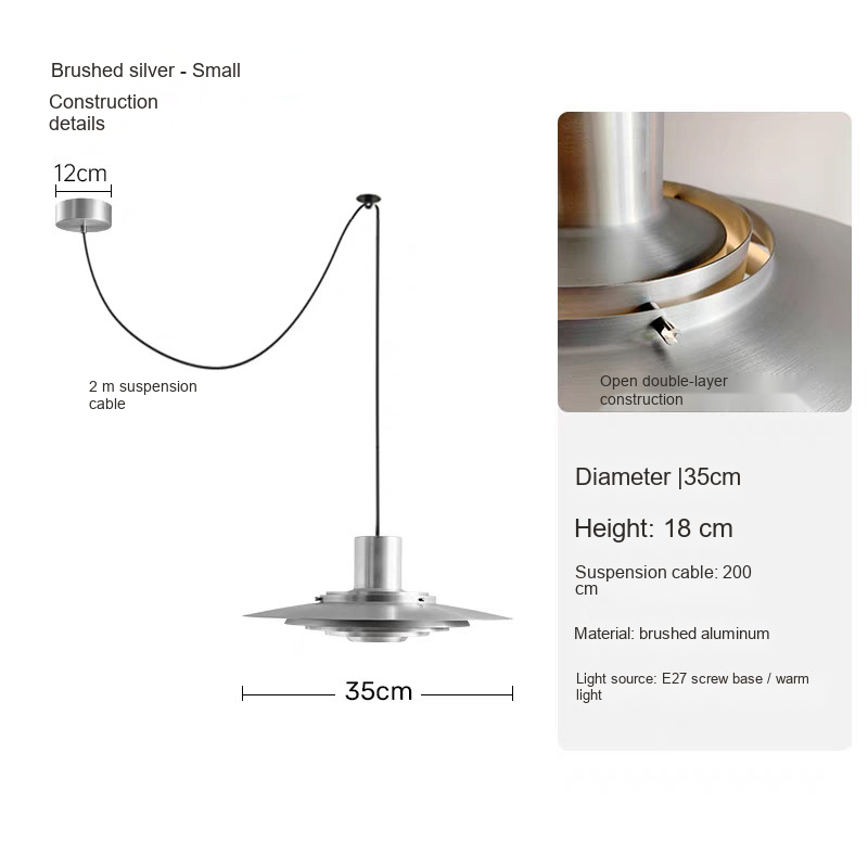 Brushed Disc Pendant Light — AM0137, view 16