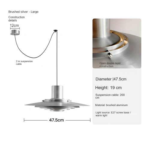 Brushed silver 47.5cm- Offset mount