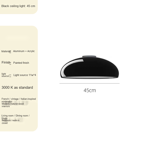 Gloss black Ceiling mounted D45CM Warm-light source