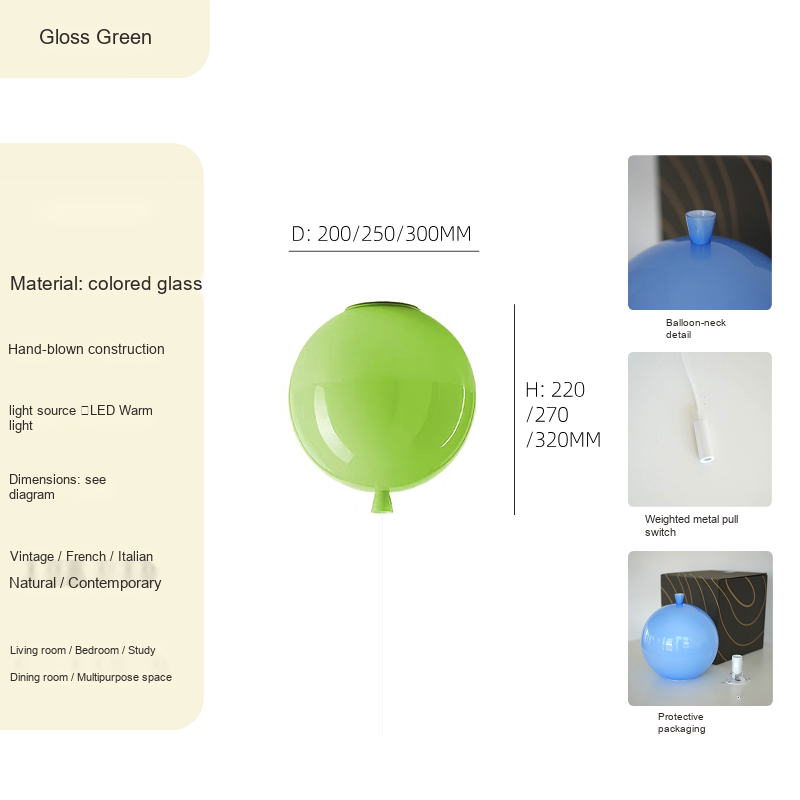Glass Balloon Ceiling Light — AM0208, view 10