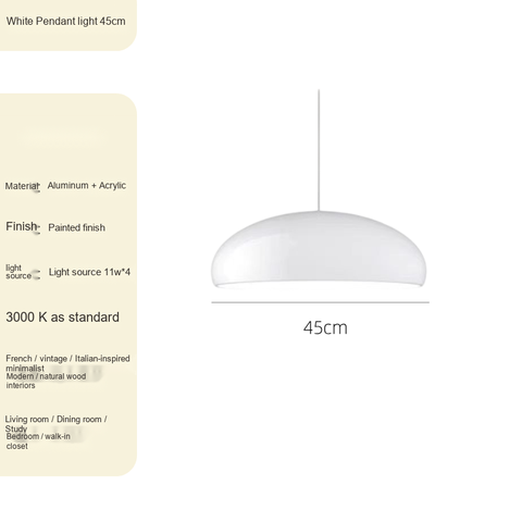 Gloss white Pendant D45CM Warm-light source