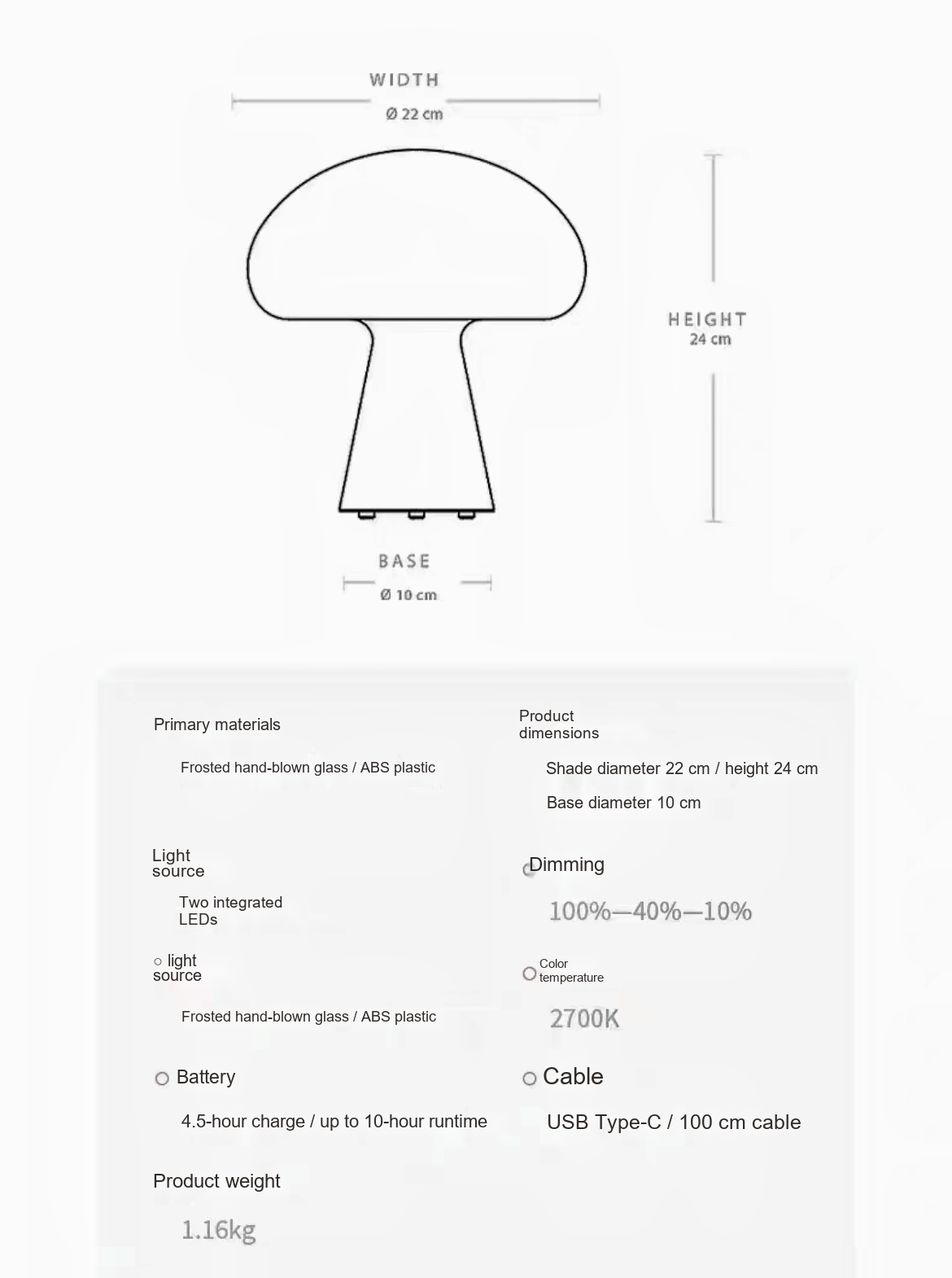 Frosted Glass Rechargeable Table Lamp — AM0147, view 26