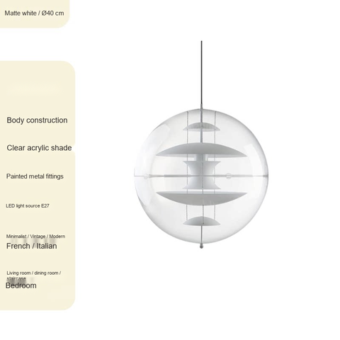 White -D40cm- Clear acrylic