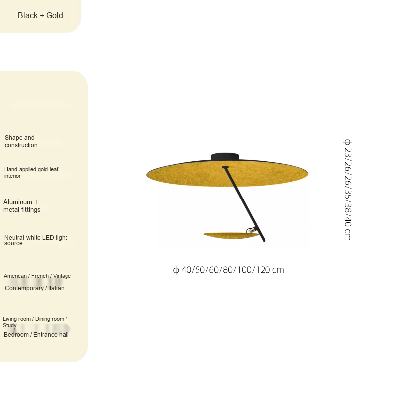 Gold Leaf Ceiling Light — AM0160, view 6