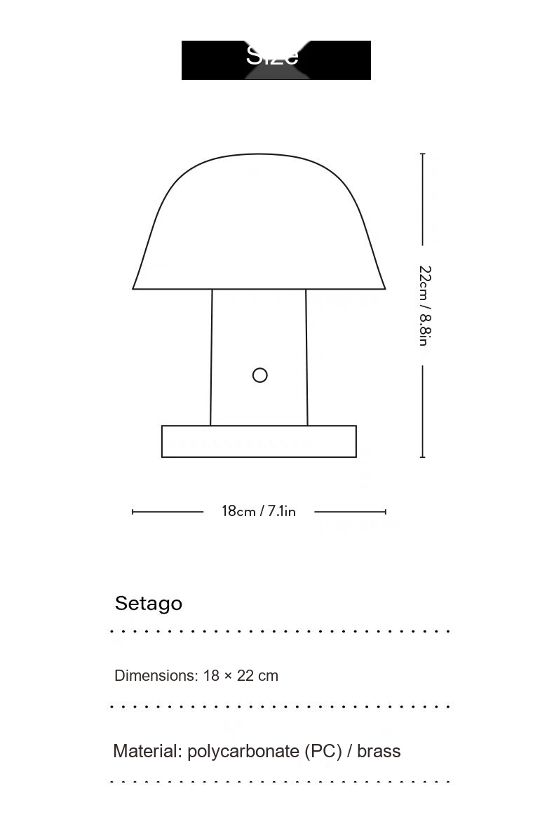 Compact Touch-Dimmable Mushroom Lamp — AM0145, view 9