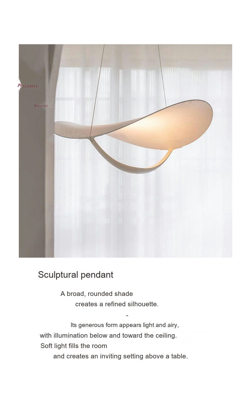 White Sculptural Pendant Light — AM0230, view 9