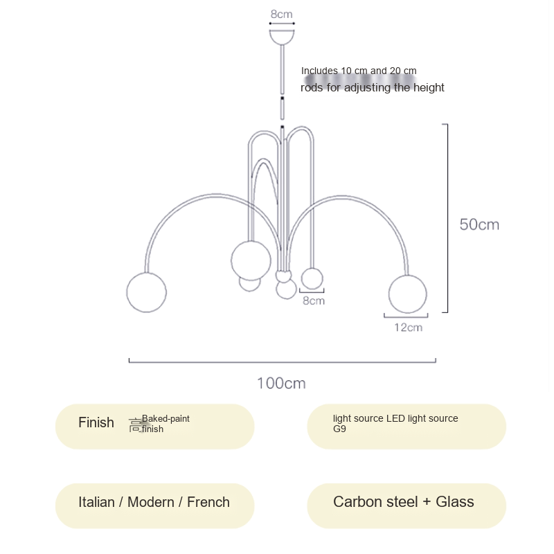 Brass & Glass Globe Chandelier — AM0239, view 7
