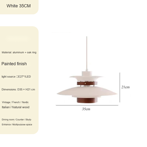 White + Walnut finish Small 35CM Light source light source