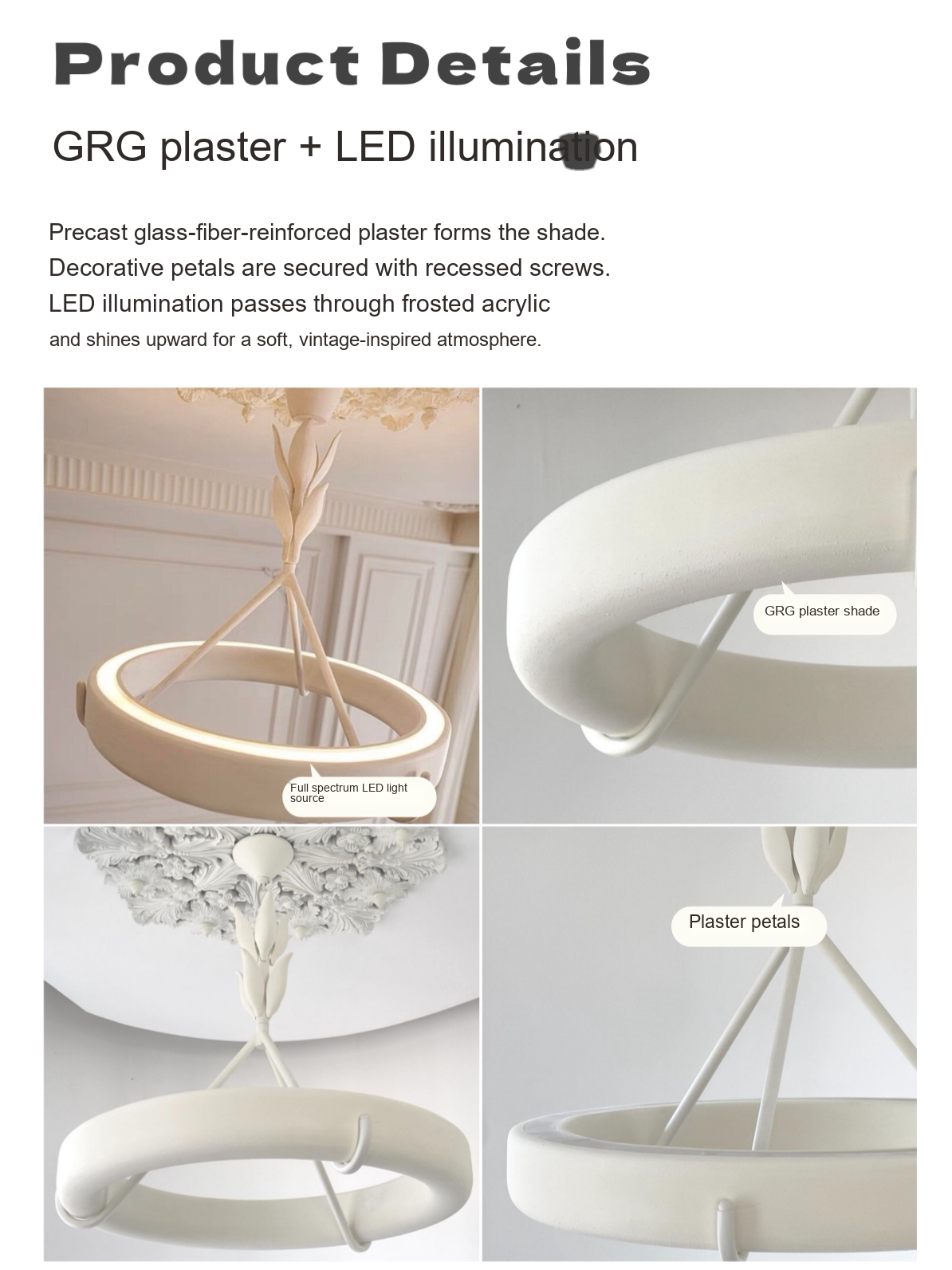 Double-Layer Plaster Petal Pendant — AM0257, view 3