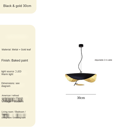 Black & gold D30cm Gold-leaf interior