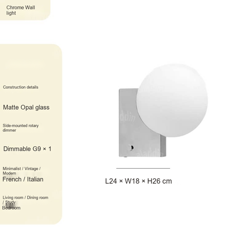 Chrome Wall light Rotary dimmer · Hardwired