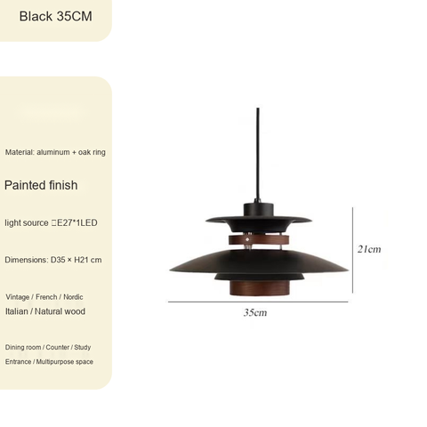 Black + Walnut finish Small 35CM Light source light source