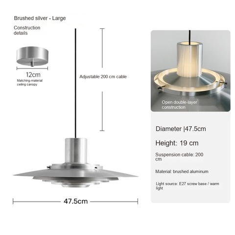 Brushed silver 47.5cm