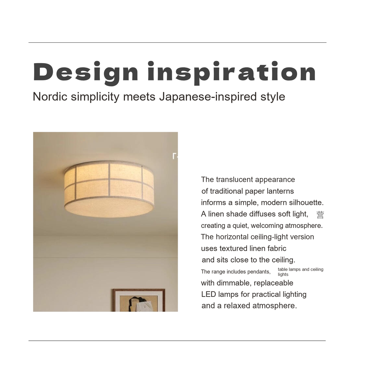 Linen Shade Ceiling Light — AM0256, view 7
