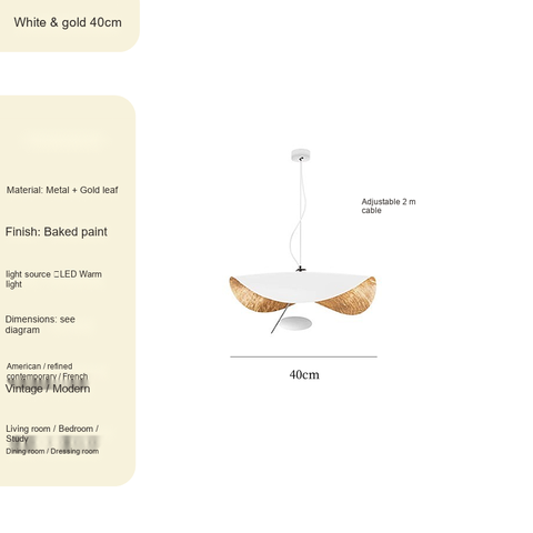 White & gold D40cm Gold-leaf interior
