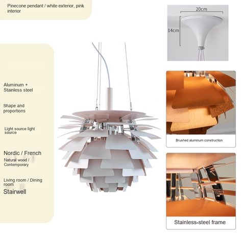 White exterior / pale pink interior · Chrome frame · Light source 24w; 48x48x46.5cm
