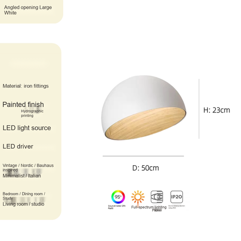White Angled opening Large D500*H300 Yiergo driver + Full spectrum