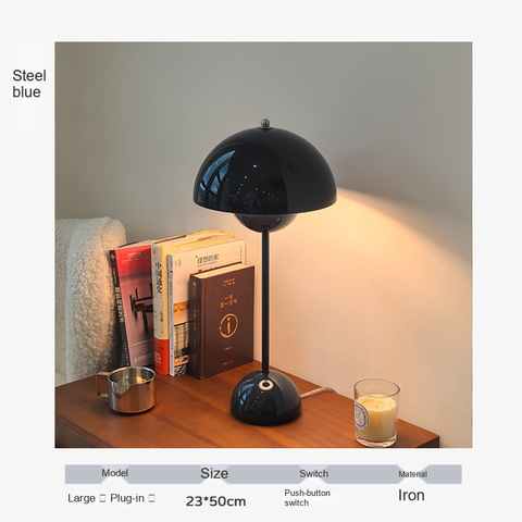 Steel blue · Bulb included · Push-button switch