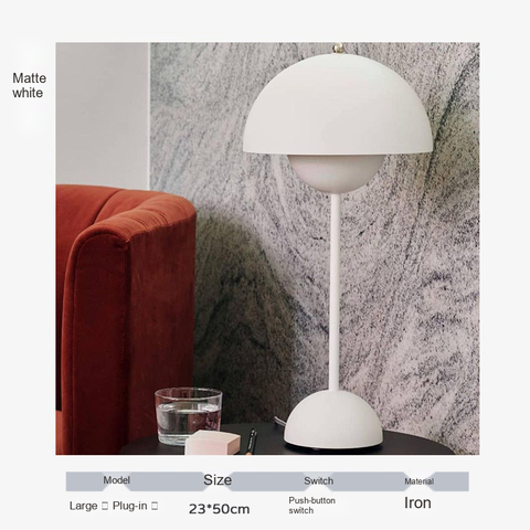 Matte white · Bulb included · Push-button switch