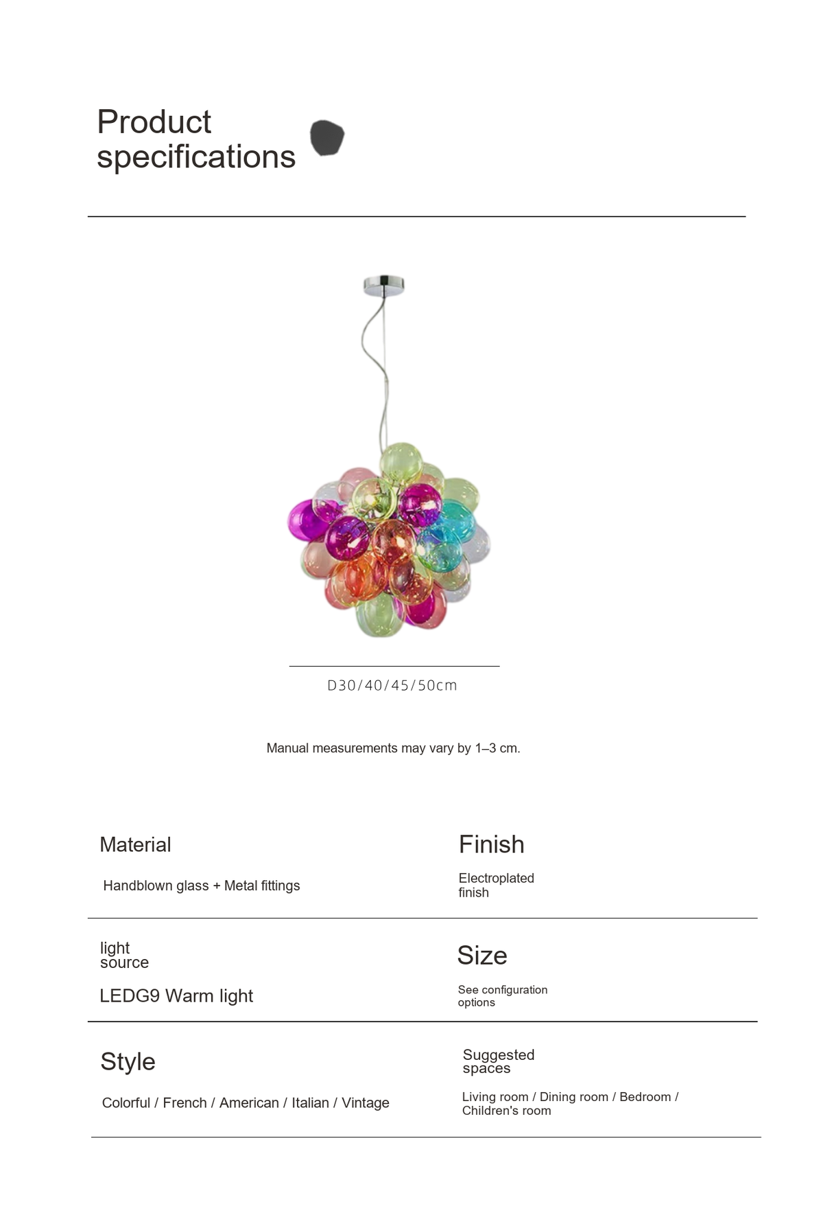 Colorful Glass Bubble Pendant — AM0206, view 19