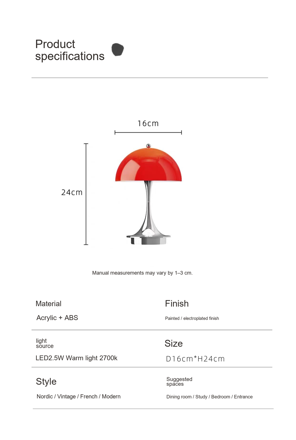Portable Dimmable Mushroom Table Lamp — AM0136, view 34