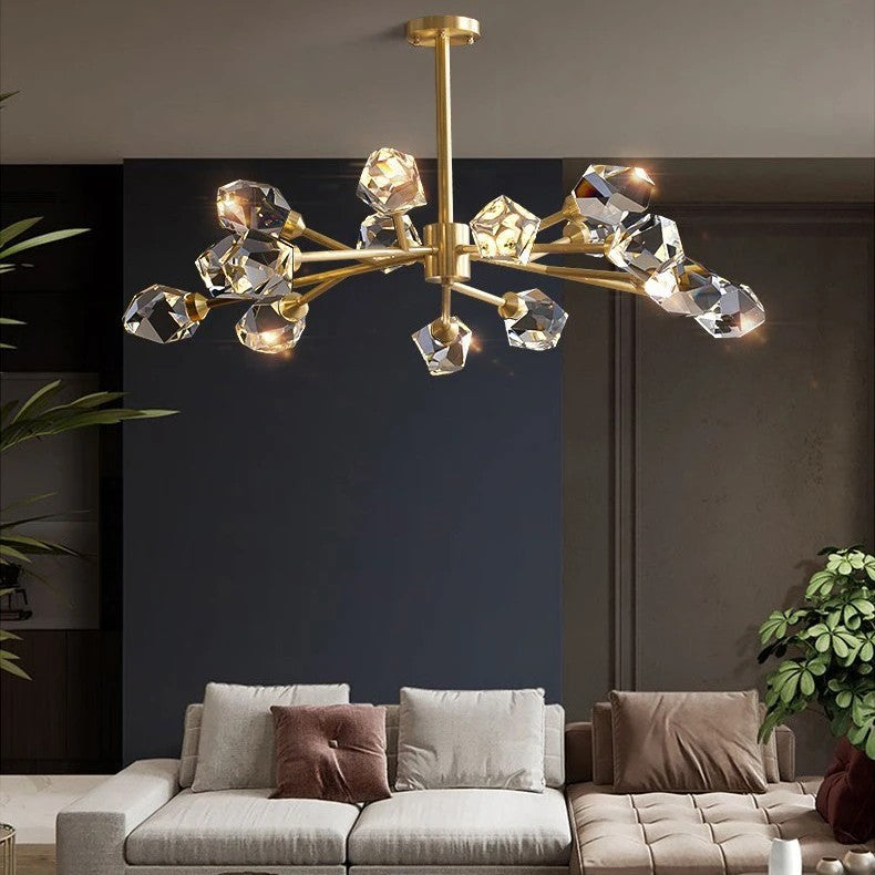 AM0388 · Modern Black and Brass Crystal Chandelier · view 1